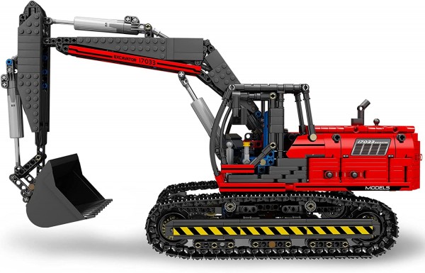 Mould King 17033 Roter Ferngesteuerter Bagger mit 1828 Teile Technik , mit Motoren und Fernbedienung