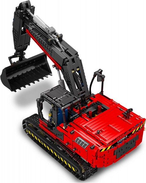 Mould King 17033 Roter Ferngesteuerter Bagger mit 1828 Teile Technik , mit Motoren und Fernbedienung