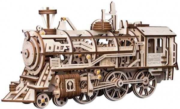Robotime Dampflokomotive mechanischer Baukasten - 3D Holzpuzzle Modell Nr. LK701