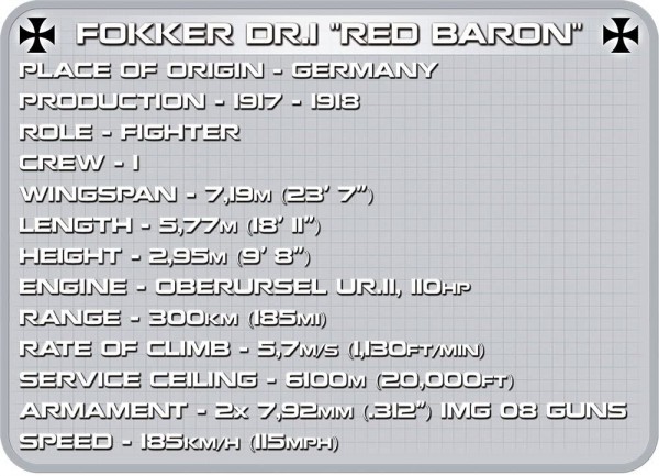 Cobi Fokker Dr.1 Red Baron Modell Nr. 2974