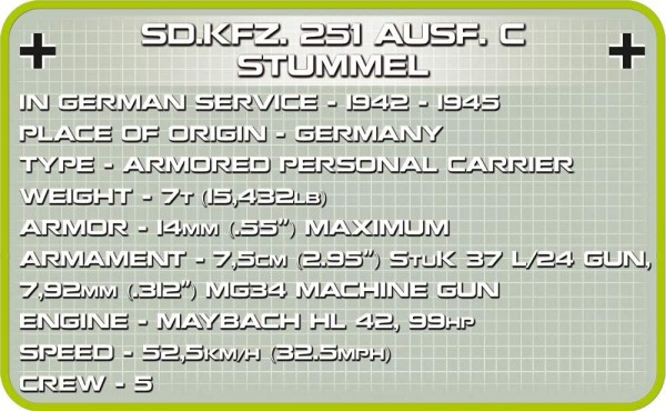 Cobi Sd.Kfz.251/9 Ausf.C Stummel Modell Nr. 2472A