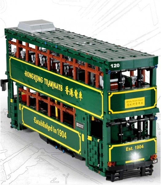 Mould King KB120 Hongkong Tramways, 2528 Teile 1:18 Technologie Modellbaustein Mit Schienenbeleuchtu