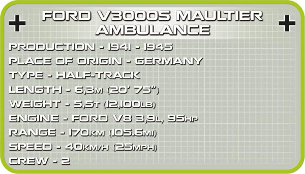 Cobi Ford V3000S Maultier Ambulance Historical Collection Modell Nr. 2518