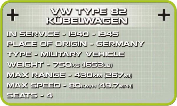 Cobi VW Kübelwagen Type 82 Modell Nr. 2187