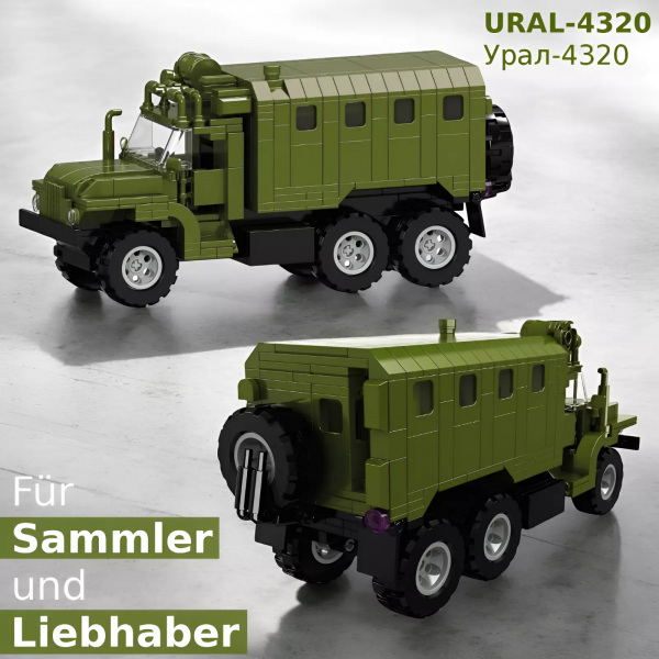 LKW Bundle Klemmbausteinset (UAZ Krankenwagen Kleinbus + URAL Expeditionsmobil + Kamaz LKW Tankwagen