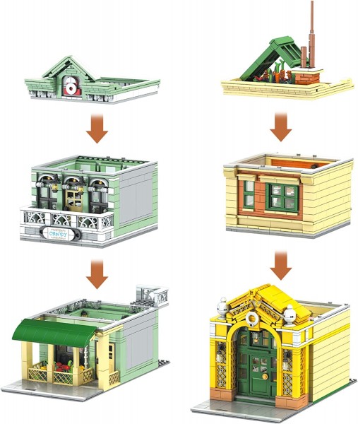 Mould King 16023 Street View Serie Architektur Bausatz, 3096 Teile Restaurant