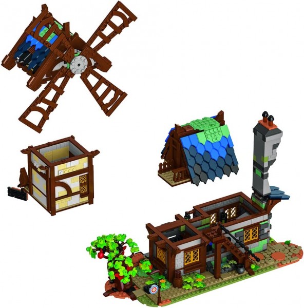 UrGe 50103 Mittelalterliche Stadt - Windmühle 1824 Teile OVP