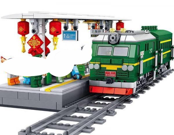 Panlos Brick Bahnhof mit Zug Modell Nr. 610008