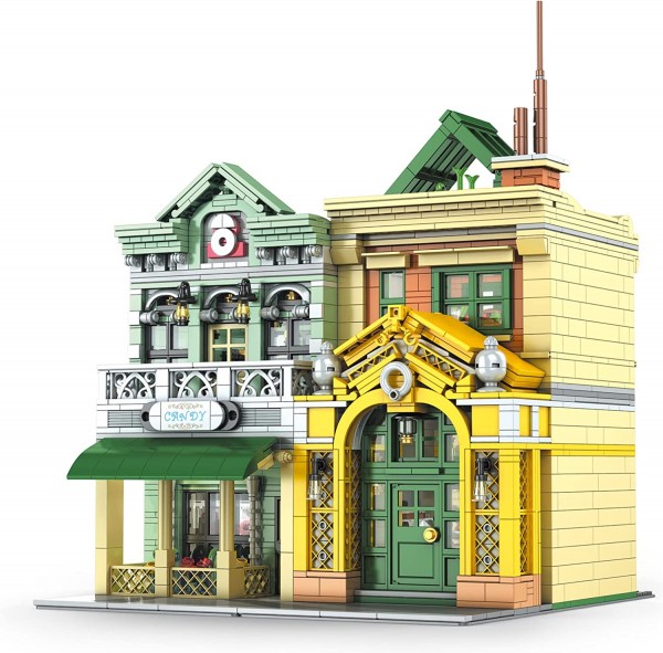 Mould King 16023 Street View Serie Architektur Bausatz, 3096 Teile Restaurant