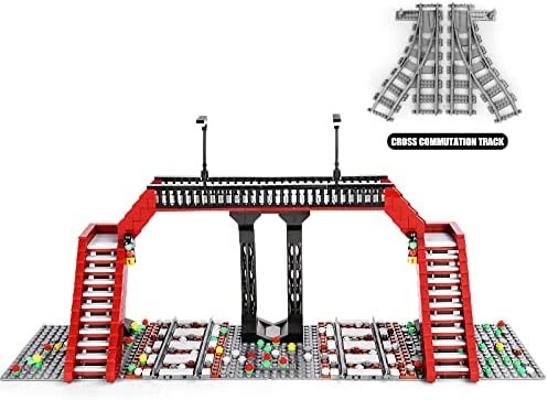 Mould King 12008 Eisenbahnüberführung, 655 Teile World Railway Series