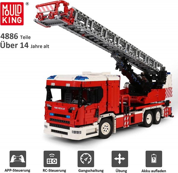 Mould King 17022 Technik Feuerwehrauto LKW Bausatz, 4886 Teile