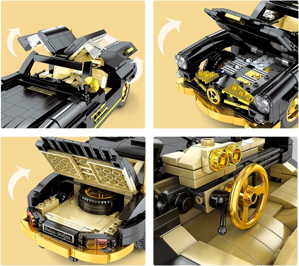 Mould King 10005 Technik Flügeltürer Oldtimer Auto für 1957 300SL, 886 teile Klemmbausteine Technik