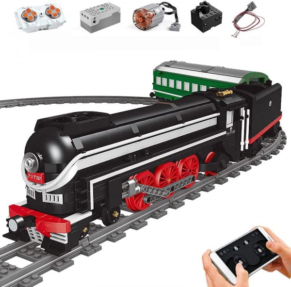 Mould King Dampflokomotive Bausteine Kinder Spielzeug 12005