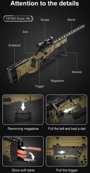CADA C81053 Scharfschützengewehr Sniper 978 Teile Neu-OVP