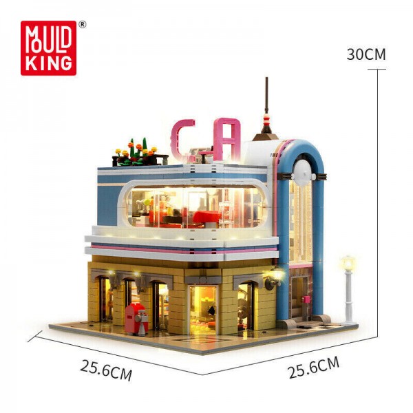 Mould King 16001 Klemmbausteine Architektur Restaurant Mit Licht 2078 Teile