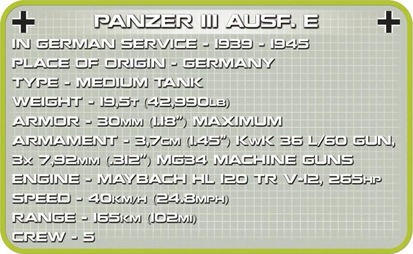 Cobi Panzer III AUSF. E Modell 2523
