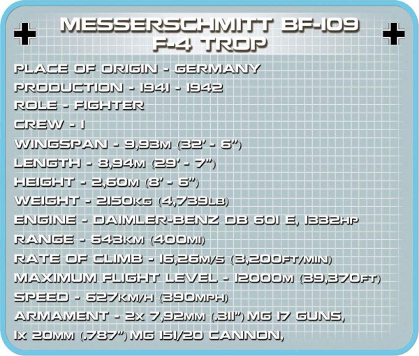 Cobi Messerschmitt Bf 109 F-4 Trop Modell 5526