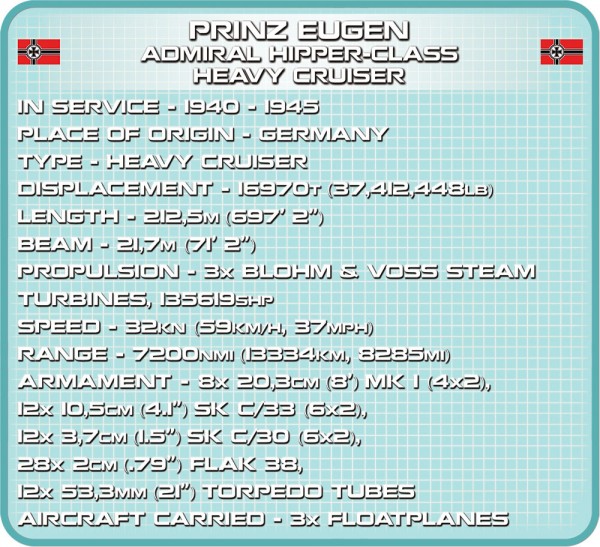 Cobi Prinz Eugen Heavy Cruiser Historical Collection Modell Nr.4823