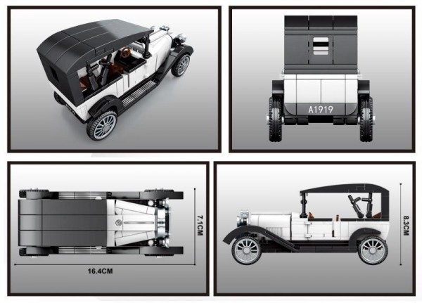 SEMBO BLOCK Oldtimer in Schwarz-Weiß Modell Nr. 607403