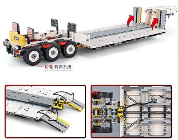 Happy Build Technik LKW Anhänger Tieflader mit Elektronik HAP-YC-GC006