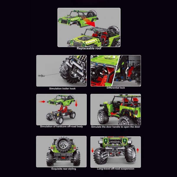 TLG Geländewagen Grün Trailcat T5010 High-tech MOC Off-road