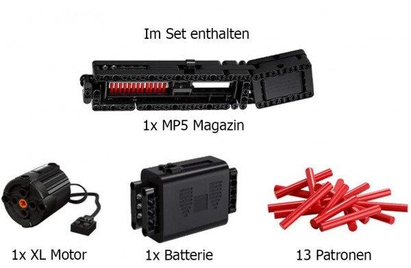 Mould King Block Gun MP5 Bausatz Modell Nr. 14001 ab 14 Jahren automatisiert