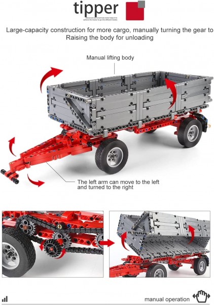 Mould King 17021 Technik Traktor Erweiterungspaket, 3098 Teile 4-in-1 Traktormodell Klemmbaustein
