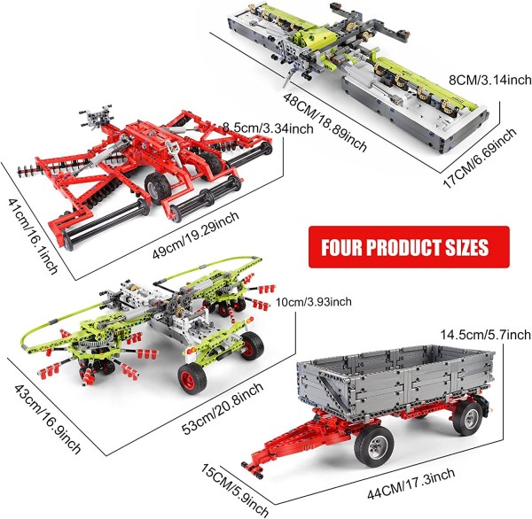 Mould King 17021 Technik Traktor Erweiterungspaket, 3098 Teile 4-in-1 Traktormodell Klemmbaustein