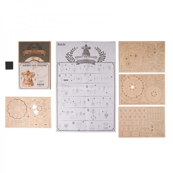 Robotime Rolife 3D Holzpuzzle Merry-Go-Round Modell Nr. TG404
