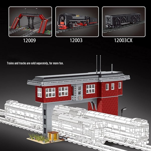 Mould king 12009 Zugbahn Signalturm World Railway Series Modellbausatz 1809 Teile