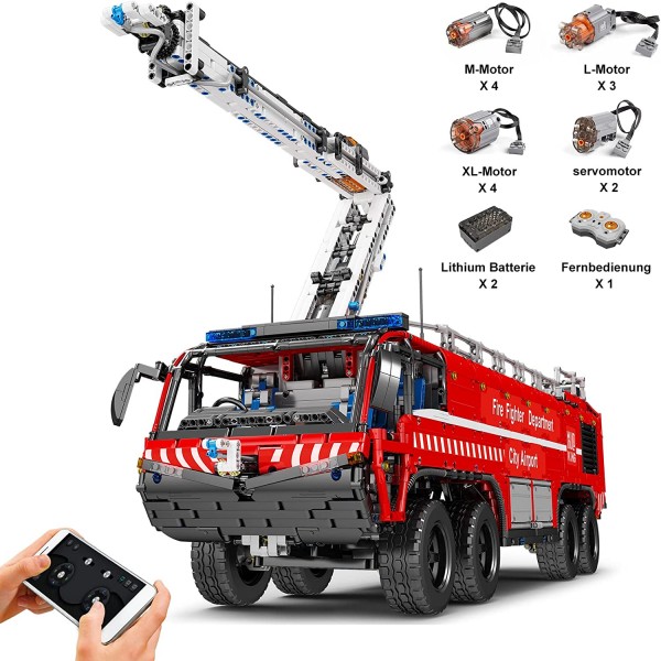 Mould King 19004 Technik Flughafen Löschfahrzeug Mit 13 Motoren, 6653 Teile, Technic, Kompatibel mi
