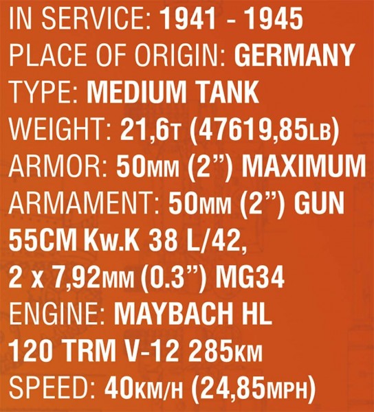 Cobi World of Tanks PZ. KPFW. III Ausf. J Modell Nr. 3062