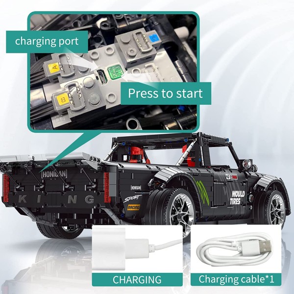 Mould King 13082 Technik Auto Modell, 3695 Teile Sportwagen Mit Motor, Ferngesteuert. Klemmbausteine