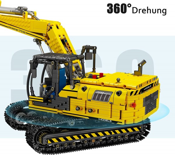 Mould King 17032 Technik Ferngesteuerter Raupenbagger Modell mit App Dual Control