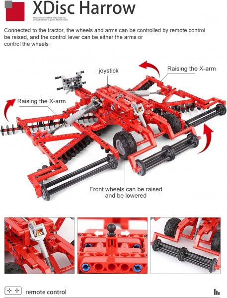 Mould King 17021 Technik Traktor Erweiterungspaket, 3098 Teile 4-in-1 Traktormodell Klemmbaustein