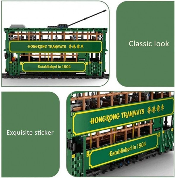 Mould King KB120 Hongkong Tramways, 2528 Teile 1:18 Technologie Modellbaustein Mit Schienenbeleuchtu