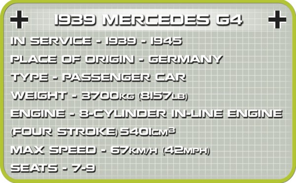 Cobi 1939 Mercedes G4 Historical Collection Modell Nr. 2409