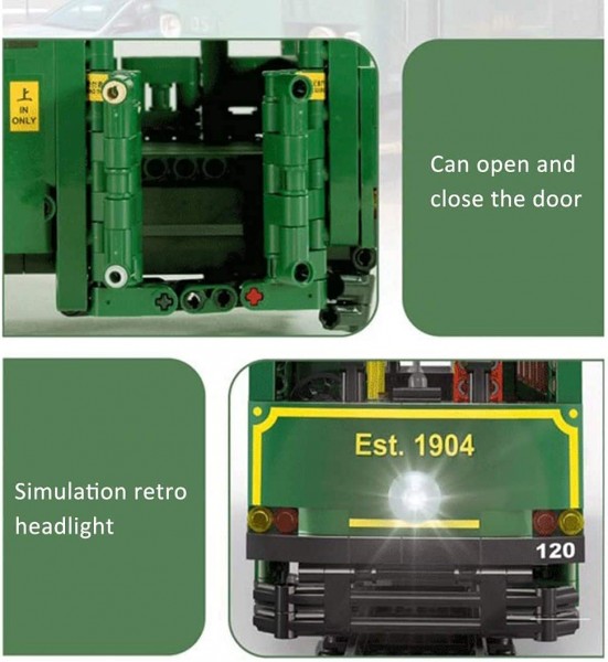 Mould King KB120 Hongkong Tramways, 2528 Teile 1:18 Technologie Modellbaustein Mit Schienenbeleuchtu